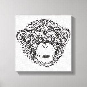Monkey Illustartion Doodle 6 Canvas Print