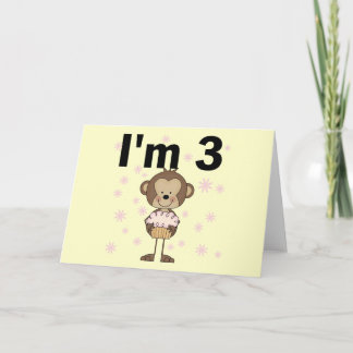 Monkey I'm 3 Birthday Tshirts and Gifts Card