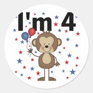 Monkey I'm 4 T-shirts and gifts Classic Round Sticker