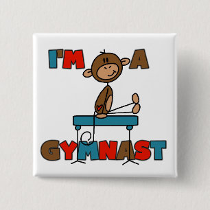Monkey I'm a Gymnast 15 Cm Square Badge