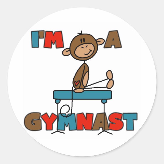 Monkey I'm a Gymnast Classic Round Sticker (Front)