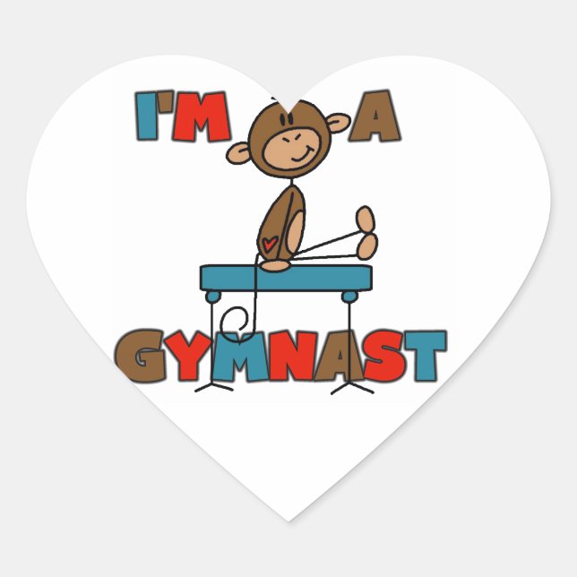 Monkey I'm a Gymnast Heart Sticker (Front)