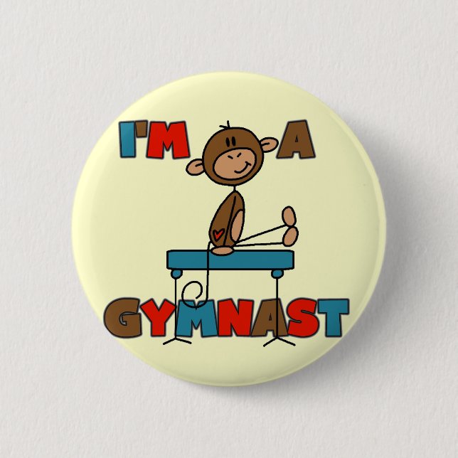 Monkey I'm a Gymnast T-shirts and Gifts 6 Cm Round Badge (Front)