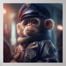 Monkey in a Cop Uniform #2 Art Poster