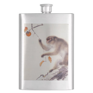 Monkey in a Persimmon Tree Hip Flask