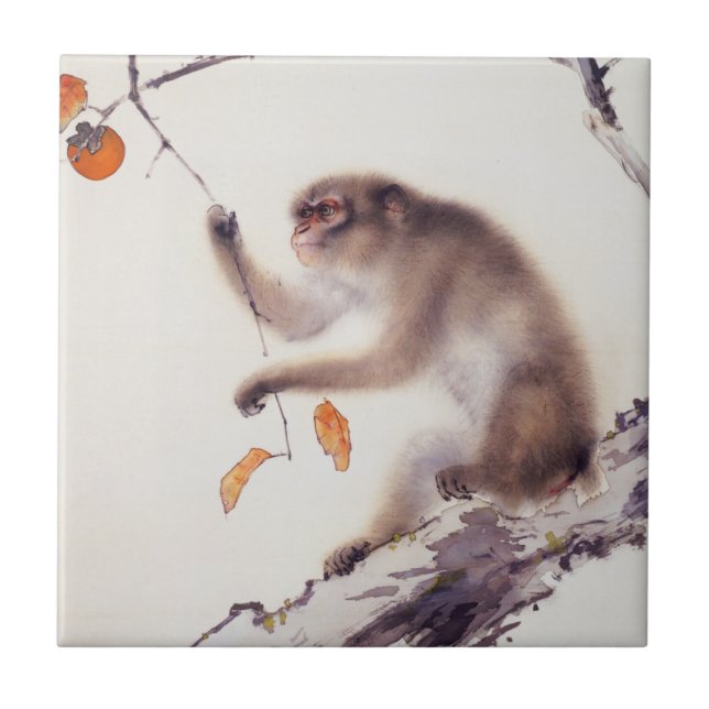 Monkey in a Persimmon Tree Tile (Front)