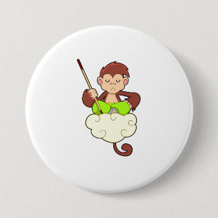 Monkey in Cross legged on Clouds 7.5 Cm Round Badge