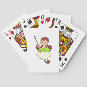 Monkey in Cross legged on Clouds Playing Cards