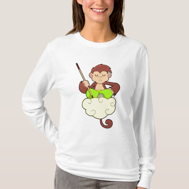 Monkey in Cross legged on Clouds T-Shirt (Front)
