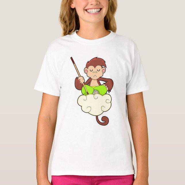 Monkey in Cross legged on Clouds T-Shirt (Front)