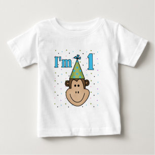 Monkey in Party Hat 1st Birthday Tshirts