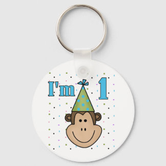 Monkey in Party Hat 1st Birthday Tshirts Key Ring