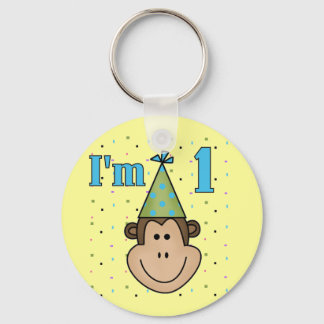 Monkey in Party Hat 1st Birthday Tshirts Key Ring