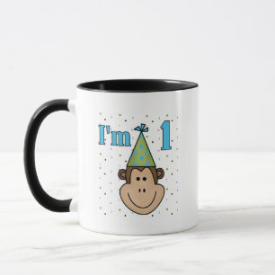 Monkey in Party Hat 1st Birthday Tshirts Mug