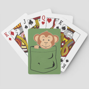 Monkey in pocket playing cards