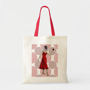 Monkey in Red Dress with wine Tote Bag