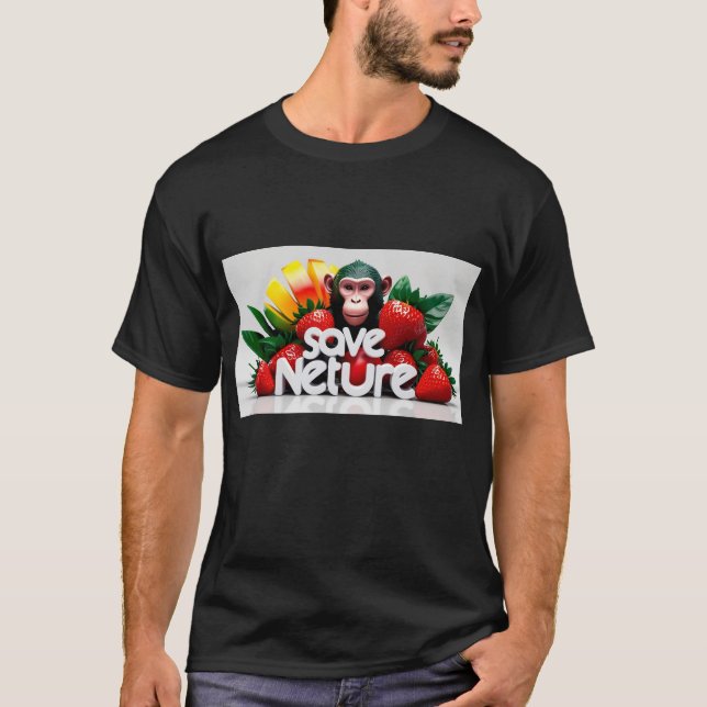 Monkey in Strawberry Delight T-Shirt (Front)