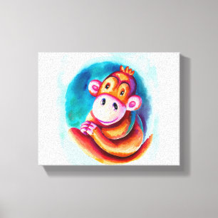 Monkey In The Space Canvas Print