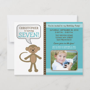 Monkey-ing Around Birthday Party Invite (blue)