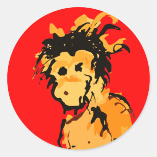 monkey ink classic round sticker