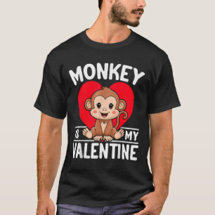 Monkey Is My Valentine Heart Cute Monkey T-Shirt