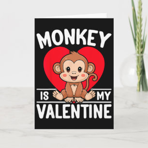 Monkey Is My Valentine Heart Cute Monkey Valentine Card
