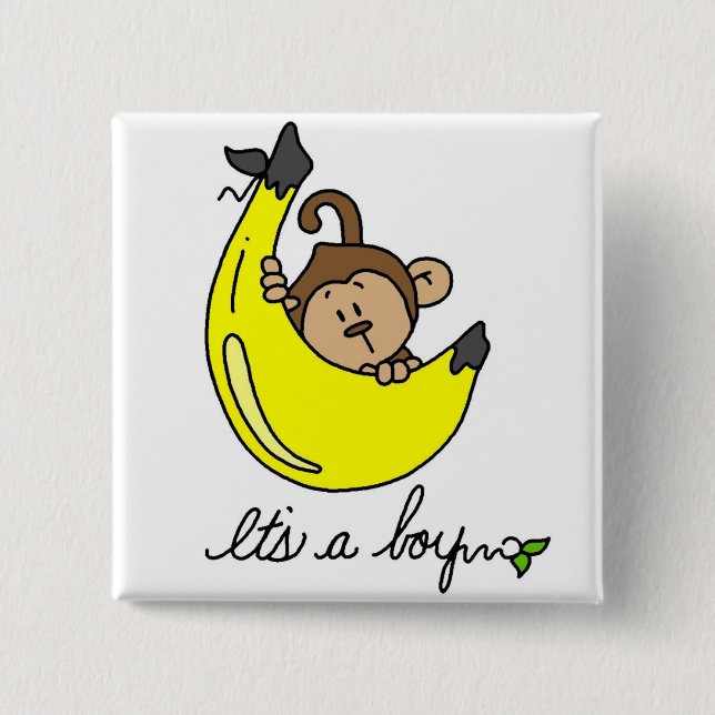 Monkey It's a Boy Tshirts and Gifts 15 Cm Square Badge (Front)