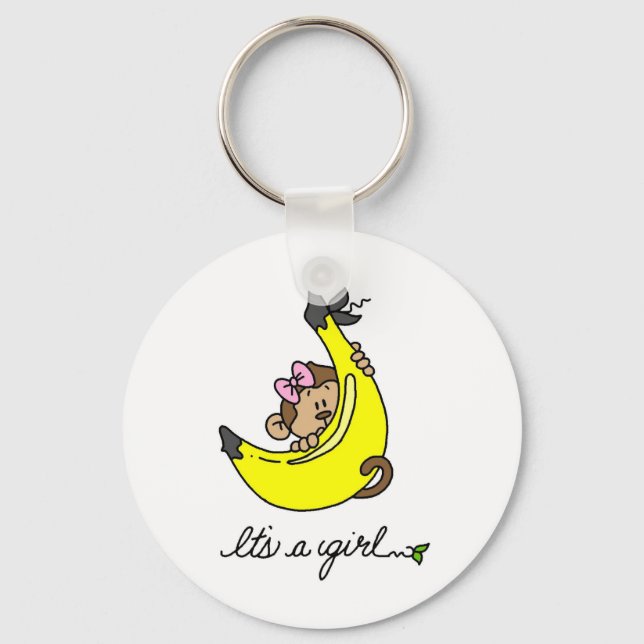 Monkey It's a Girl T-shirts and Gifts Key Ring (Front)