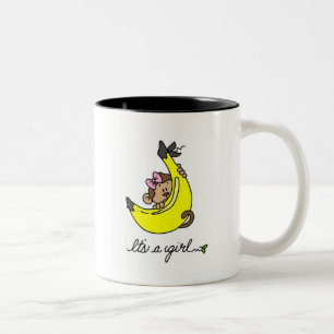 Monkey It's a Girl T-shirts and Gifts Two-Tone Coffee Mug