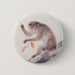 Monkey Japanese Painting - Year of the Monkey 6 Cm Round Badge