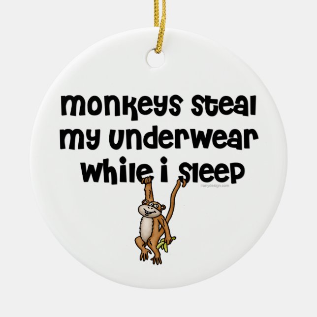 Monkey Joke Ceramic Tree Decoration (Front)