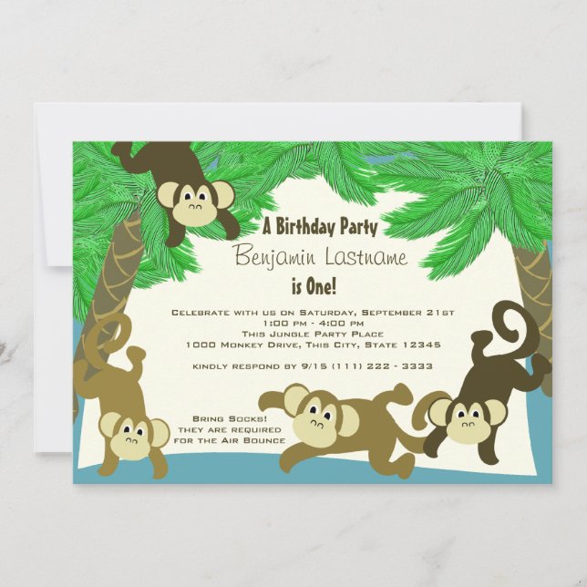 Monkey Jungle Birthday Invitation (Front)