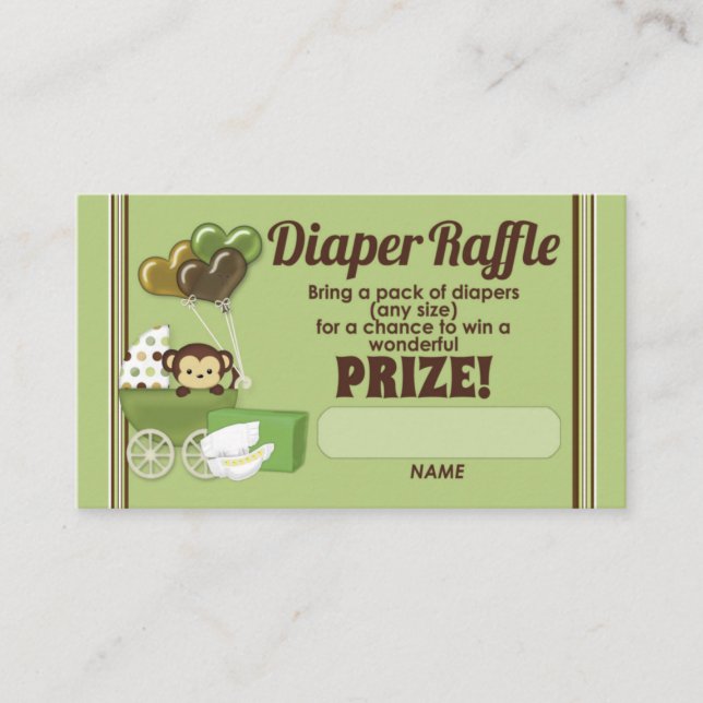 Monkey Jungle Diaper Raffle Tickets 100pk Enclosure Card (Front)