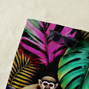 Monkey Jungle Dreams Seamless Surface Pattern Beach Towel