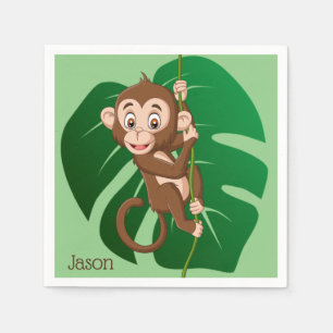 Monkey Jungle Leaf Design  Napkin