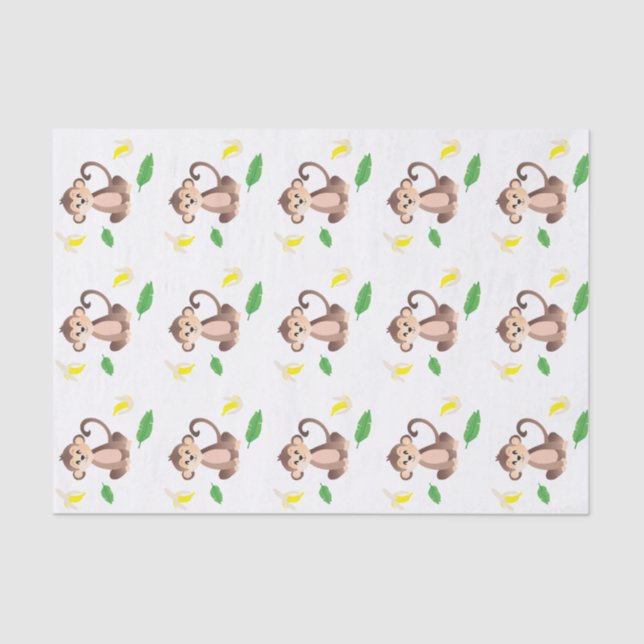 Monkey Jungle Tropical Leaf Banana Peeled Tissue Paper (Front)