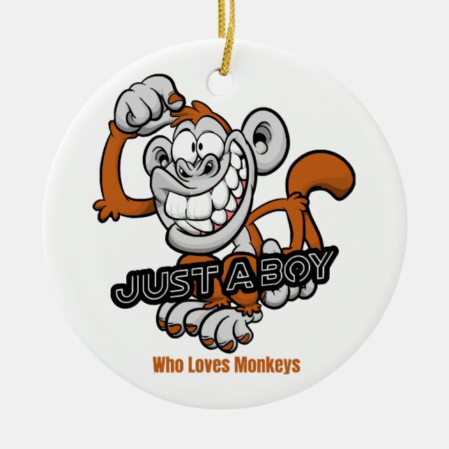 monkey  just a boy  ceramic tree decoration (Front)