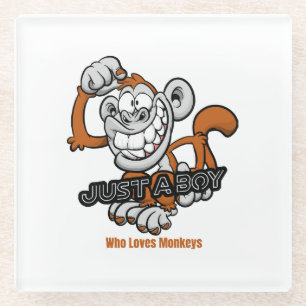 monkey just a boy glass coaster