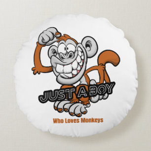 monkey just a boy round cushion