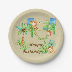 Monkey Kid Paper Plate