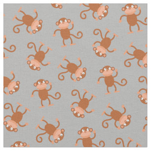 Monkey Kids Baby Nursery Grey Fabric