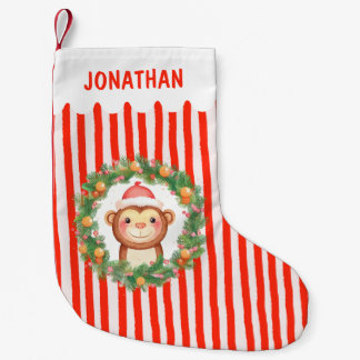 Monkey Kids Children Cute Custom Name Boy Small Christmas Stocking