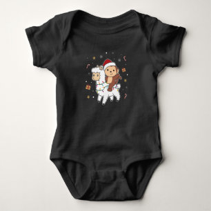 Monkey Lama Christmas Snow Winter Animals Baby Bodysuit