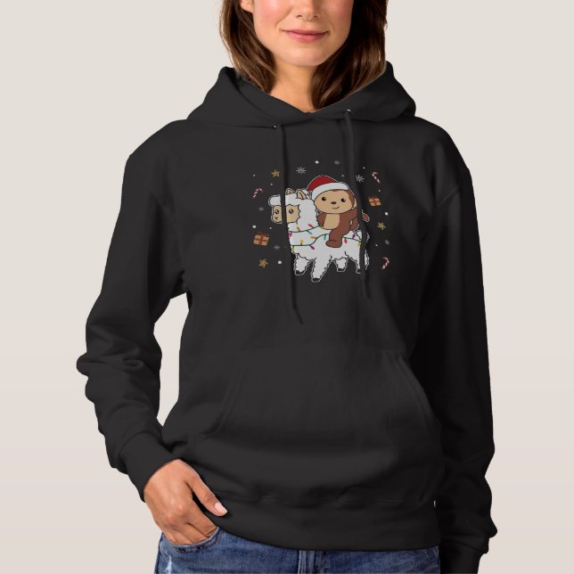 Monkey Lama Christmas Snow Winter Animals Hoodie (Front)