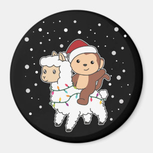 Monkey Lama Christmas Snow Winter Animals Magnet