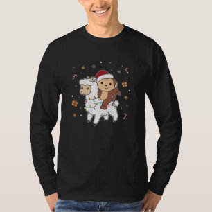 Monkey Lama Christmas Snow Winter Animals T-Shirt