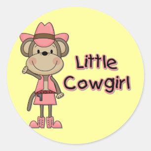 Monkey Little Cowgirl Tshirts and Gifts Classic Round Sticker