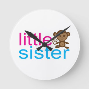 Monkey Little Sister Round Clock