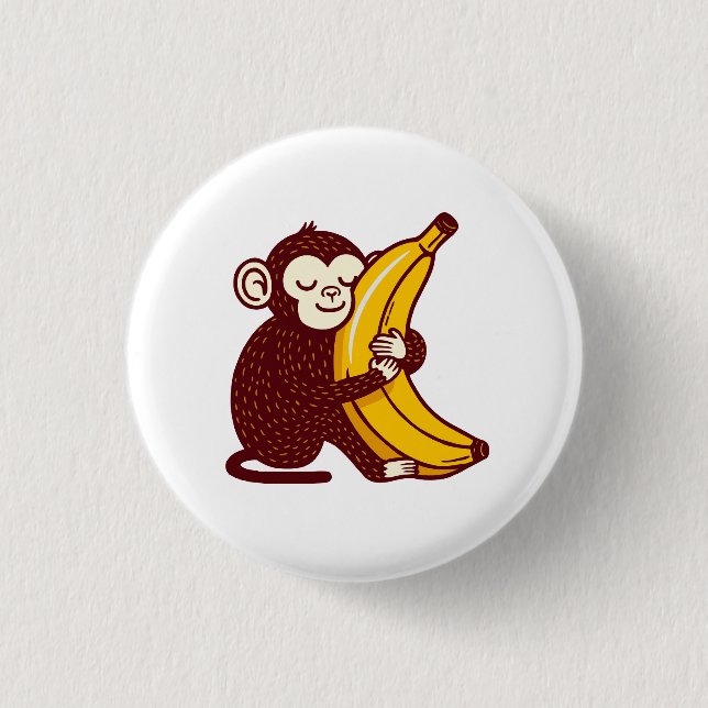 Monkey Love Banana 3 Cm Round Badge (Front)