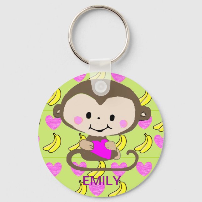 Monkey Love - Personalised Key Ring (Front)